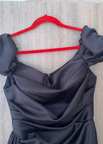 Siyah Drapeli Uzun Abiye Elbise - Görsel 4