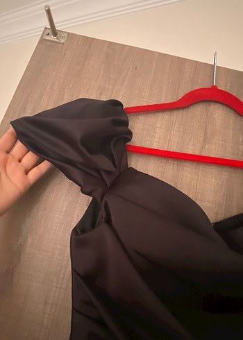 Siyah Drapeli Uzun Abiye Elbise - Görsel 5