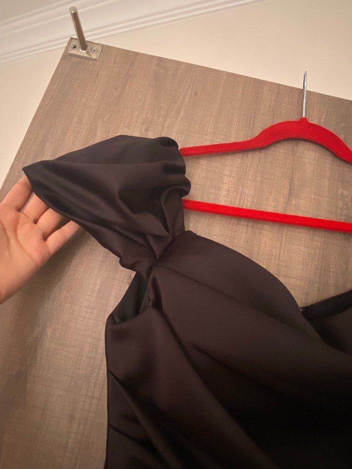 Siyah Drapeli Uzun Abiye Elbise - Görsel 5