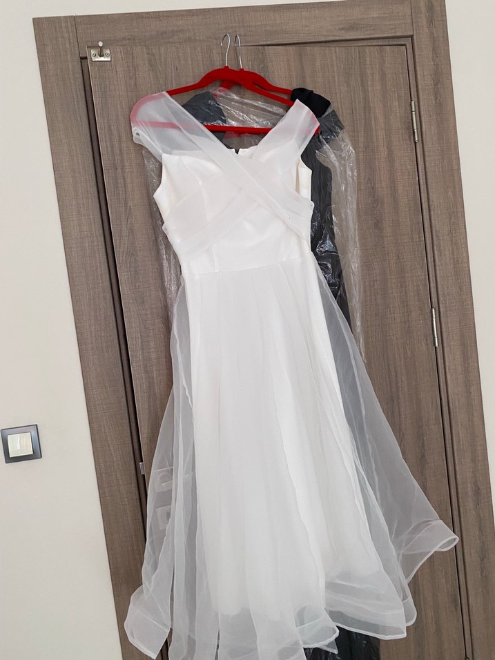 Beyaz Midi A Kesim Nikah Elbisesi - Görsel 3