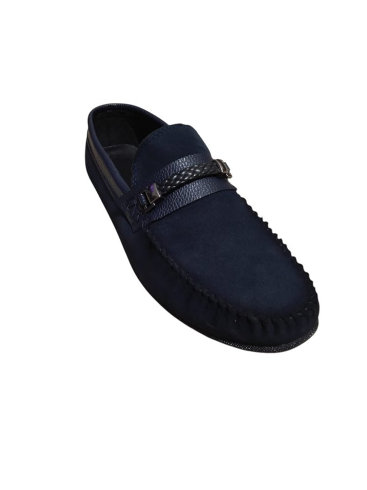 Koyu Mavi Süet Tokalı Erkek Klasik Ayakkabı - Görsel 5