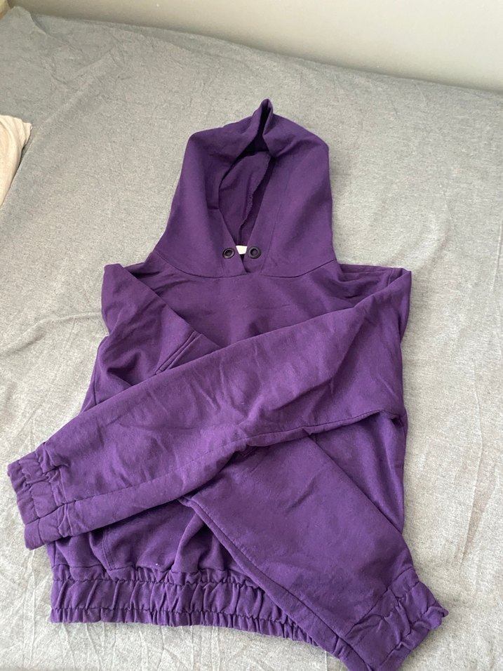 Kadın Mor Kapüşonlu Oversize Sweatshirt - Görsel 3