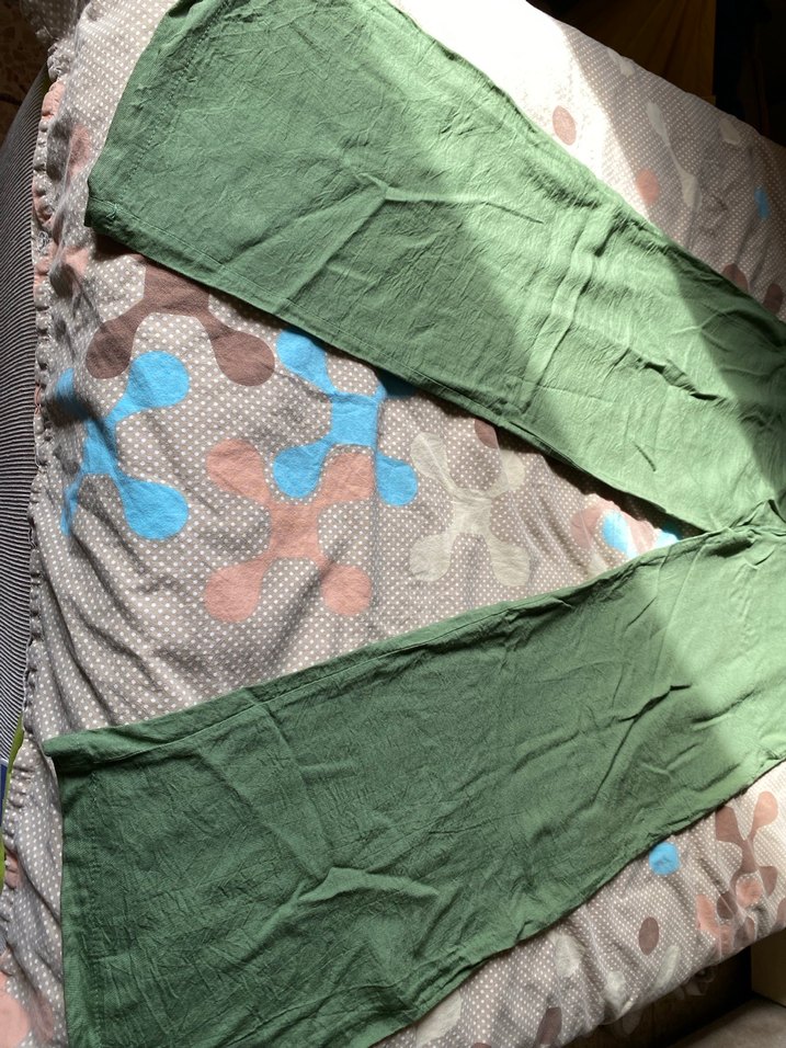 Yeşil Büzgülü Rahat Kesim Keten Pantolon - Görsel 4