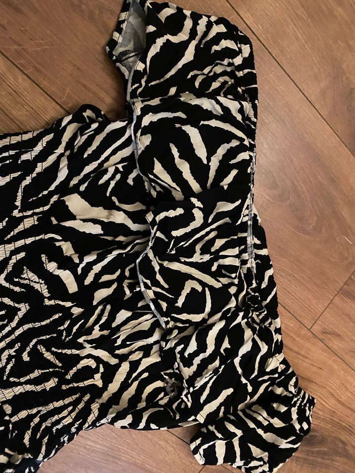 Zebra Desenli Siyah Mini Tulum - Görsel 2