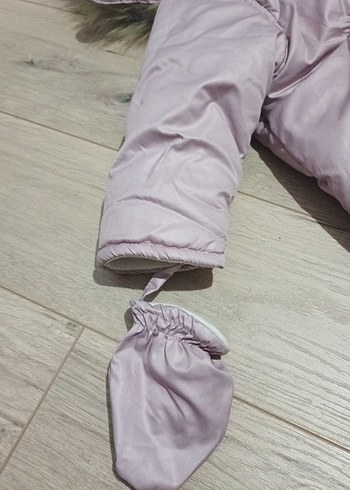 Peluş Detaylı Kapüşonlu Pembe Bebek Tulumu - Görsel 5