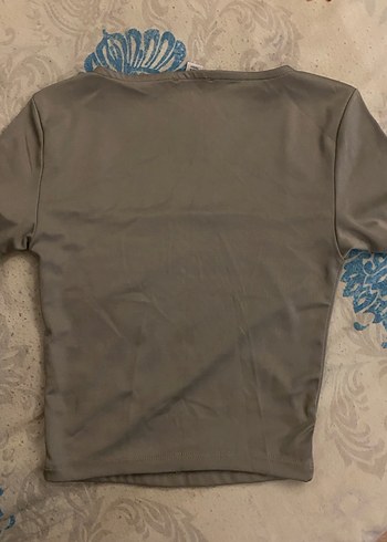 Gri Kısa Kollu Kadın Bluz - Görsel 2