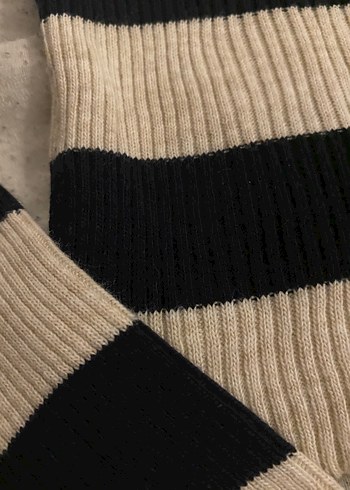 Uzun Kollu Çizgili Triko Kadın Kazak - Görsel 3