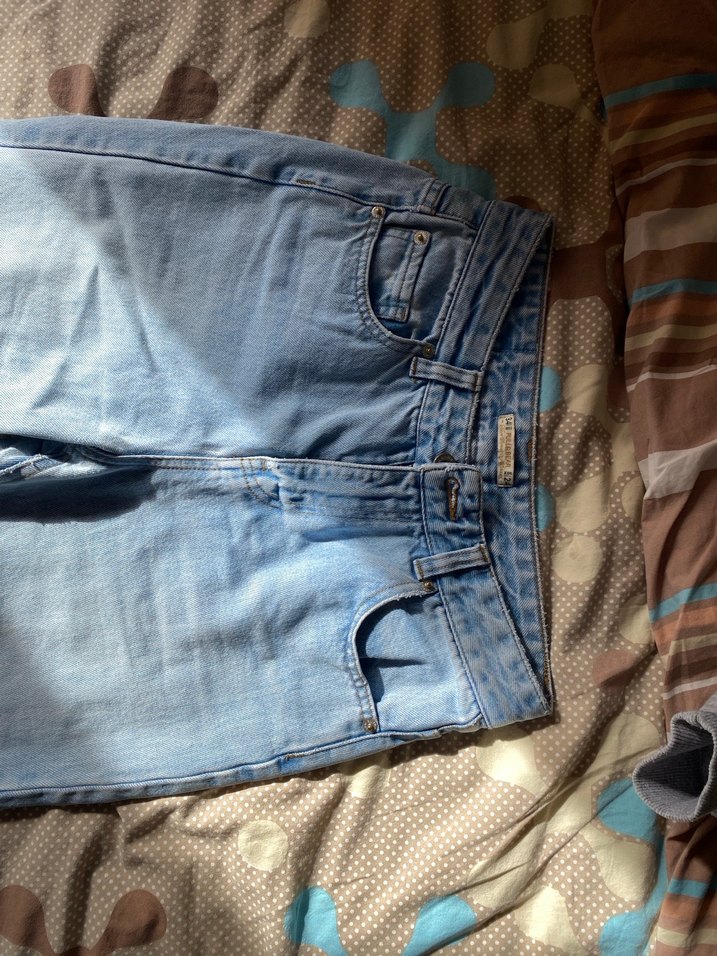 Pastel Mavi Normal Boy Rahat Kesim Kadın Kot Pantolon - Görsel 2