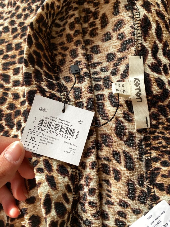 Kahverengi Leopar Desenli Uzun Etek - Görsel 5