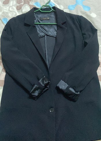 Siyah Kadın Midi Boy Düğmeli Blazer - Görsel 4