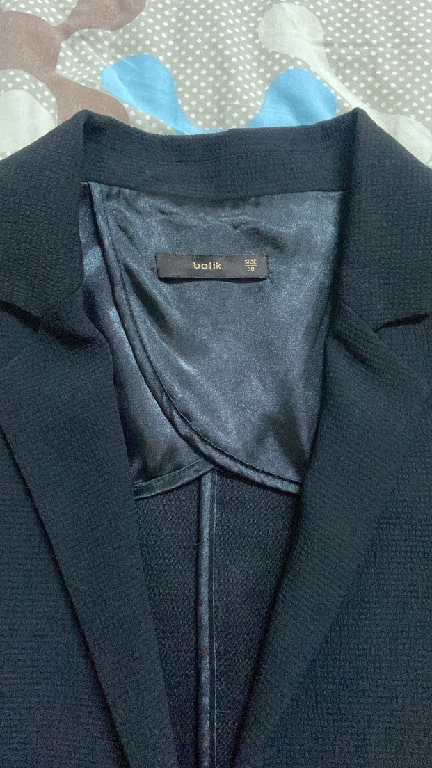 Siyah Kadın Midi Boy Düğmeli Blazer - Görsel 3