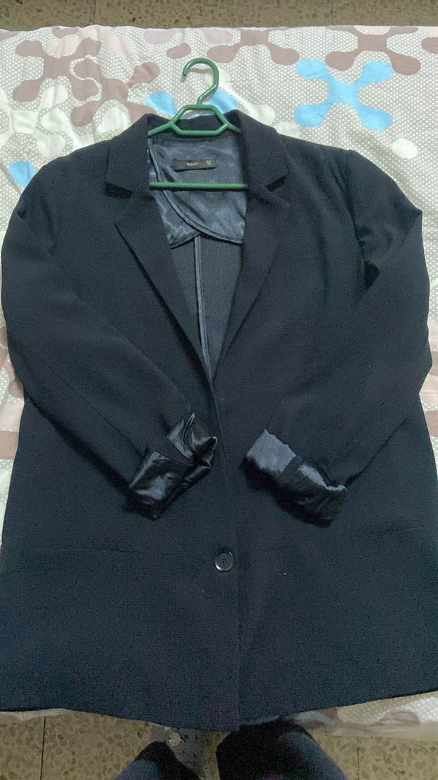 Siyah Kadın Midi Boy Düğmeli Blazer - Görsel 4