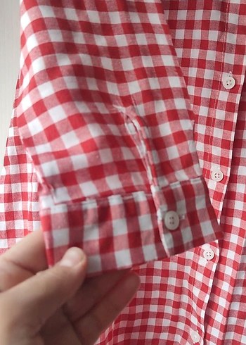 Kareli Uzun Kollu Kadın Midi Gömlek - Görsel 2