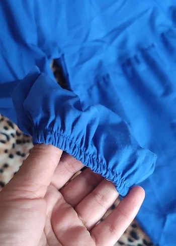 Mavi Uzun Drapeli Kadın Elbise - Görsel 5