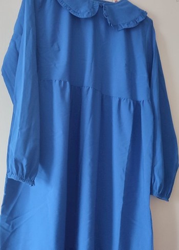 Mavi Uzun Drapeli Kadın Elbise - Görsel 2
