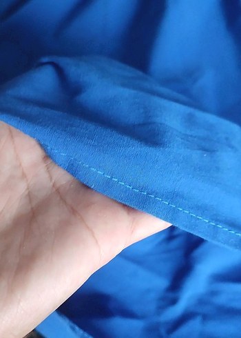 Mavi Uzun Drapeli Kadın Elbise - Görsel 4