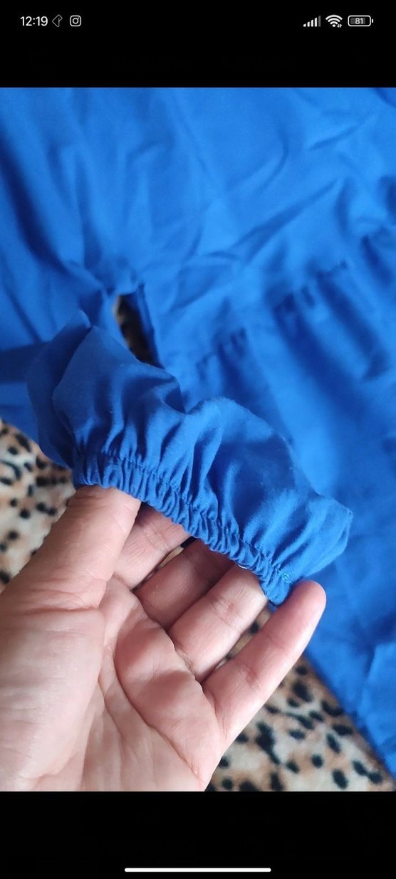 Mavi Uzun Drapeli Kadın Elbise - Görsel 5