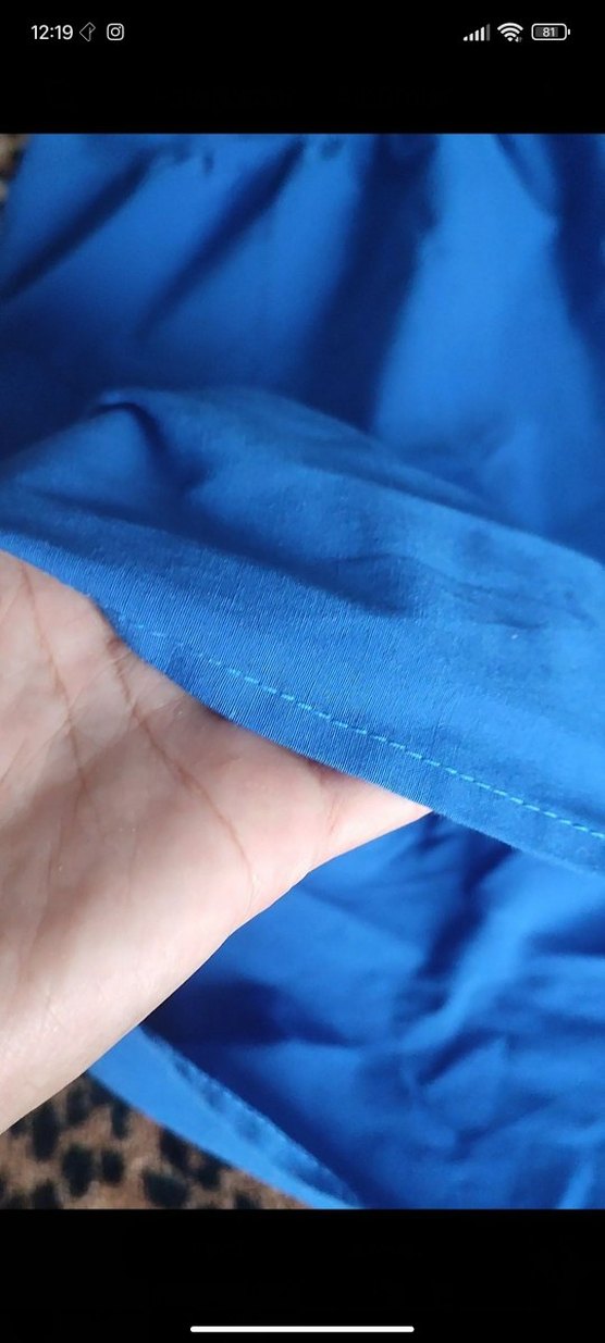 Mavi Uzun Drapeli Kadın Elbise - Görsel 4