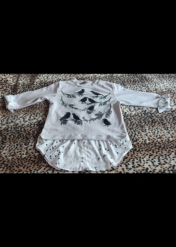 Gri Baskılı Yarım Kollu, Rahat Kesim - Görsel 2