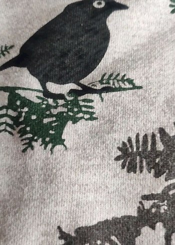 Gri Baskılı Yarım Kollu, Rahat Kesim - Görsel 4