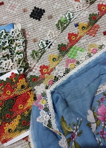 Bohem Çok Renkli Dantel Detaylı Kadın Şal