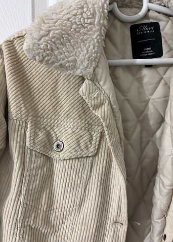 Mavi Düğmeli Bej Kadın Ceket - Görsel 2