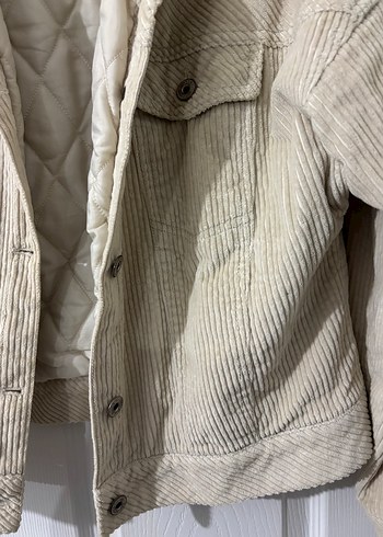 Mavi Düğmeli Bej Kadın Ceket - Görsel 3