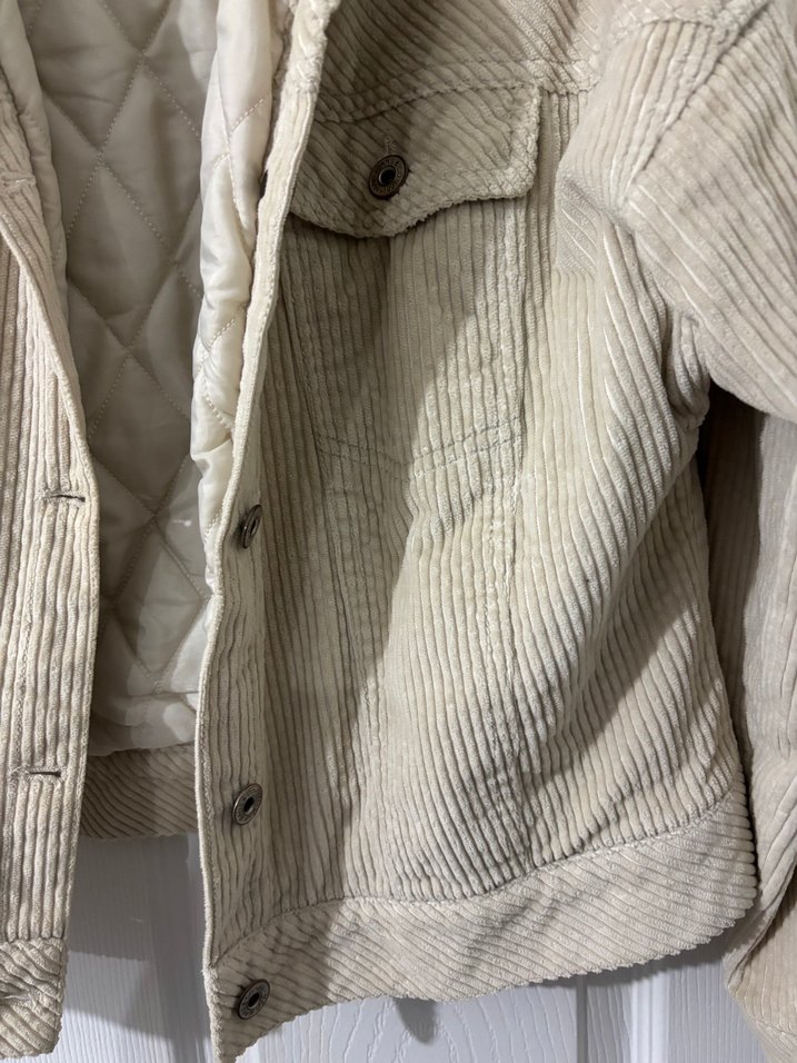 Mavi Düğmeli Bej Kadın Ceket - Görsel 3