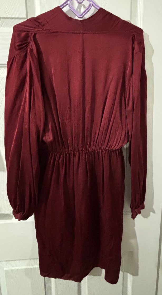 Mango Bordo V Yaka Salaş Elbise - Görsel 2