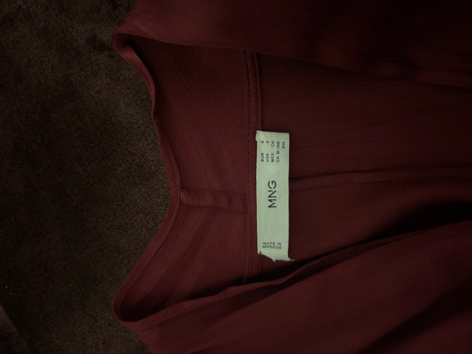 Mango Bordo V Yaka Salaş Elbise - Görsel 4