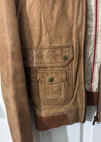 Polo Jeans Bej Kadın Deri Ceket, Kemerli, Günlük - Görsel 2