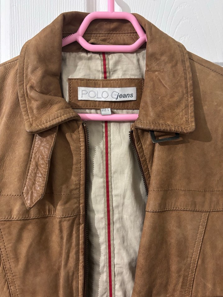 Polo Jeans Bej Kadın Deri Ceket, Kemerli, Günlük - Görsel 3