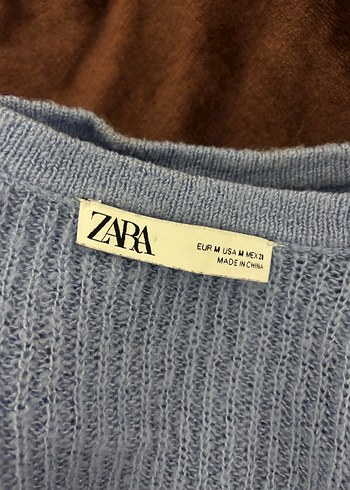 Zara Lila - Mavi Kadın Triko Kazak Fırfırlı - Görsel 4