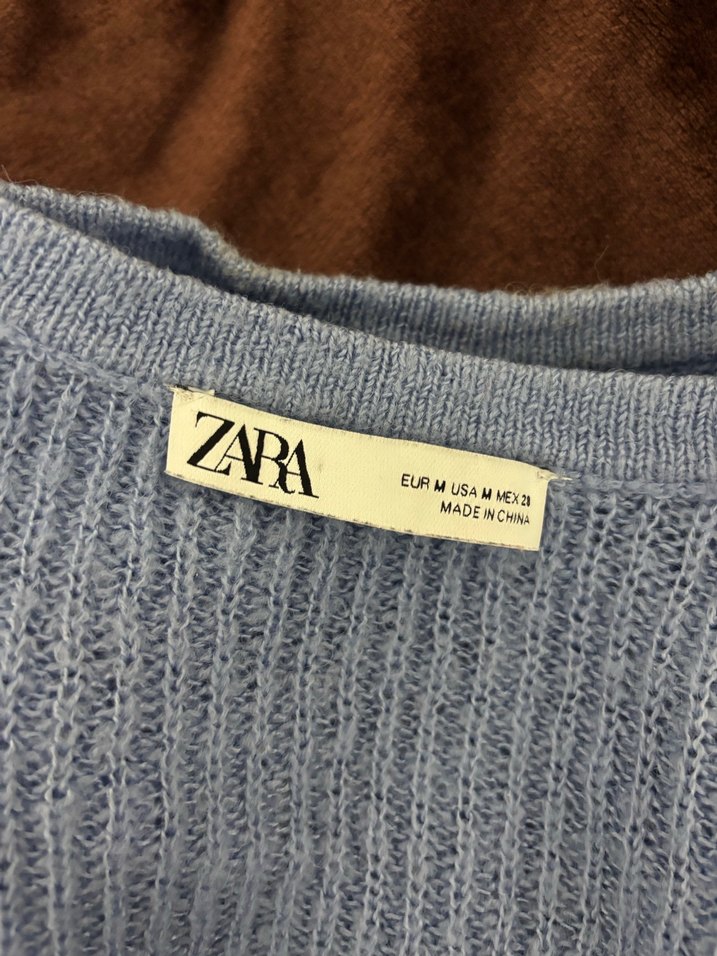 Zara Lila - Mavi Kadın Triko Kazak Fırfırlı - Görsel 4