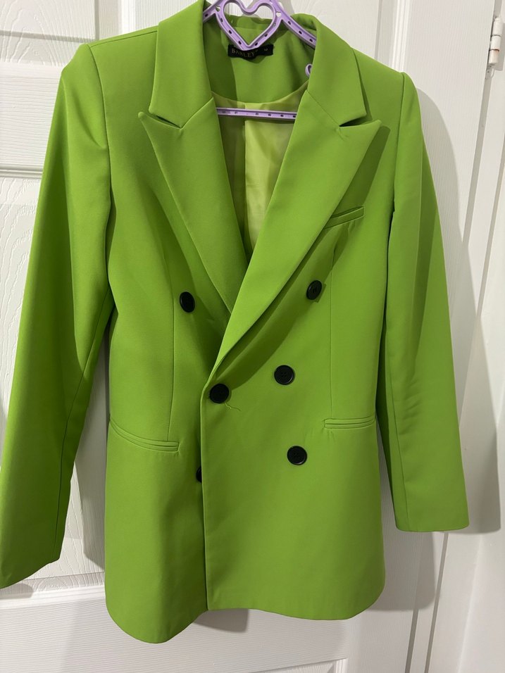 Yeşil Düğmeli Kadın Blazer Ceket - Görsel 3