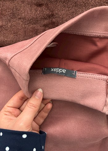 Addax Pembe Süet Mini Etek, Kürk Detaylı - Görsel 3