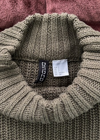 Hm, Haki, Boğazlı Kadın Triko Kazak - Görsel 3