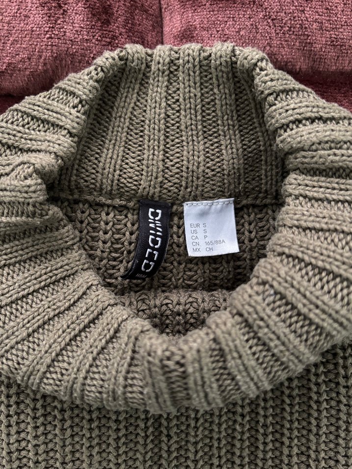 Hm, Haki, Boğazlı Kadın Triko Kazak - Görsel 3