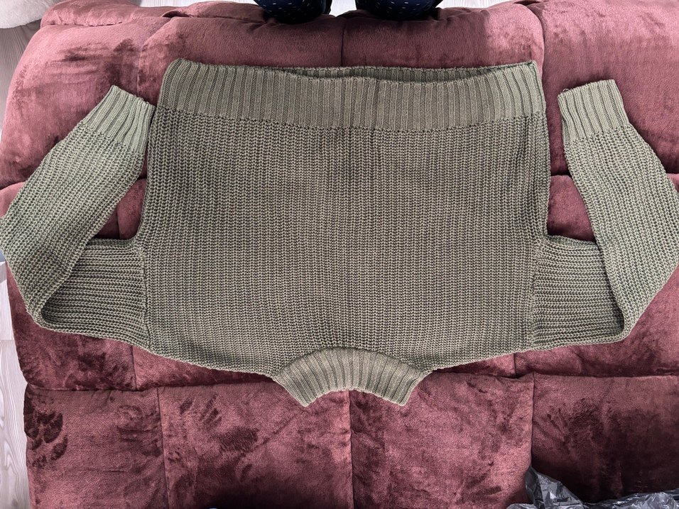 Hm, Haki, Boğazlı Kadın Triko Kazak - Görsel 2