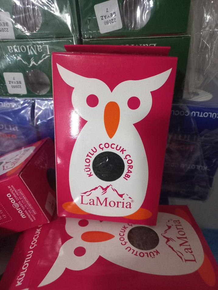 LaMoria Kulotlu Çocuk Çorabı Beyaz siyah gri - Görsel 2