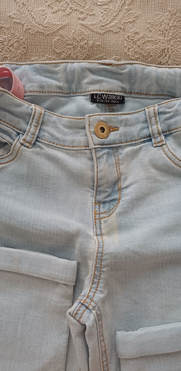 Bej kız Çocuk Kot Pantolon Regular Fit - Görsel 2