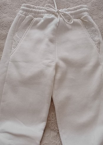 Beyaz Kadın Rahat Kesim Eşofman Altı - Görsel 2