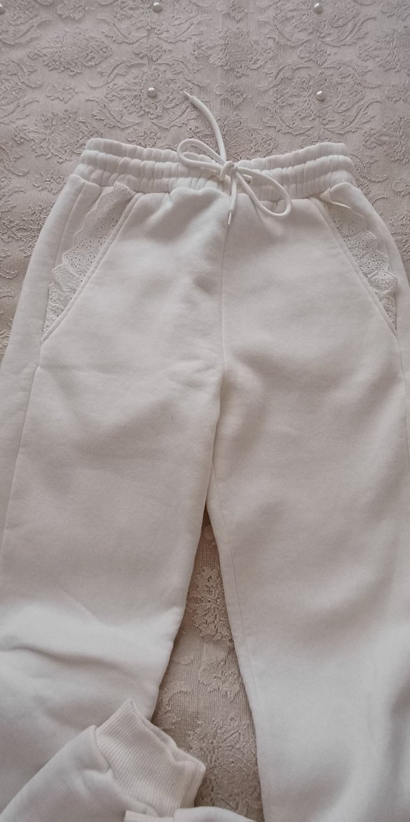 Beyaz Kadın Rahat Kesim Eşofman Altı - Görsel 2