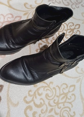 Siyah Deri Tokalı Biker Bot dar kalıp 36 numara - Görsel 4