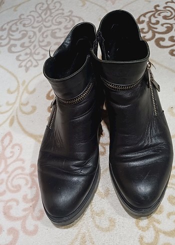 Siyah Deri Tokalı Biker Bot dar kalıp 36 numara - Görsel 2