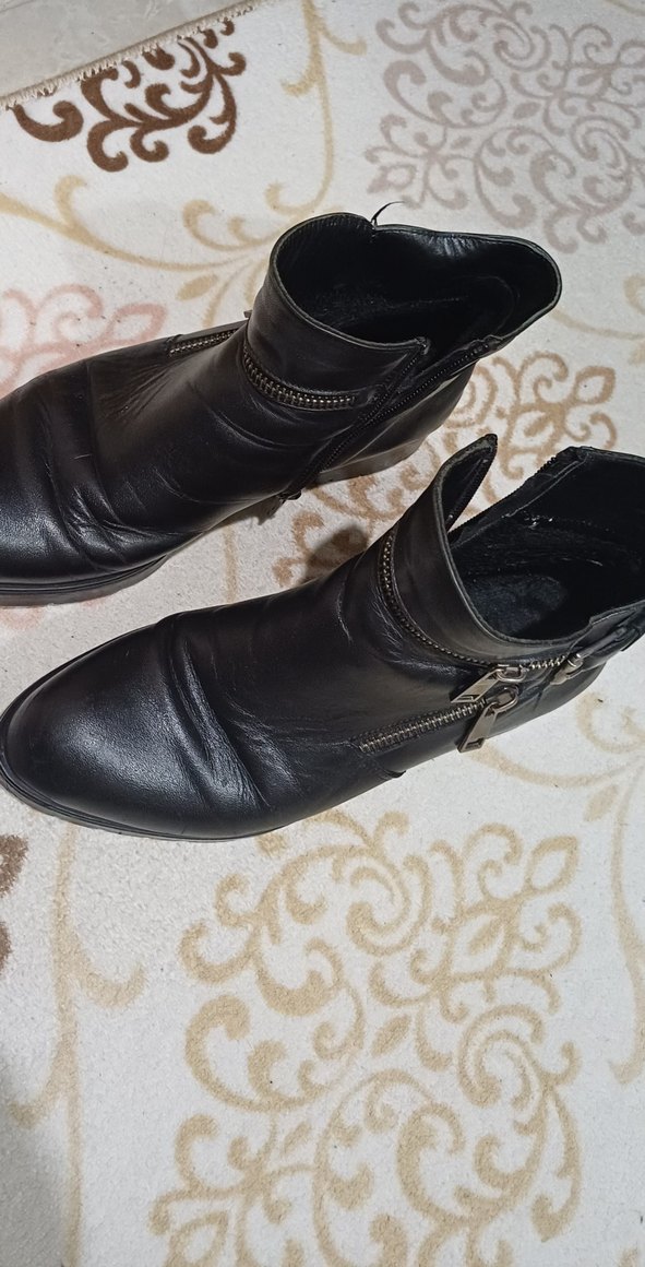 Siyah Deri Tokalı Biker Bot dar kalıp 36 numara - Görsel 4