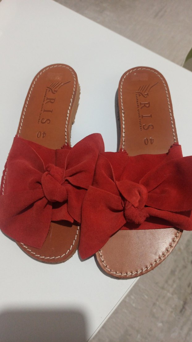 Kırmızı Süet Fiyonk Detaylı Kadın Terlik - Görsel 3