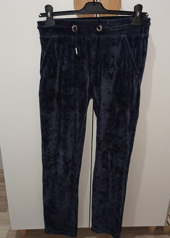 Lacivert  kadife Süet Kadın Rahat Kesim Eşofman - Görsel 2