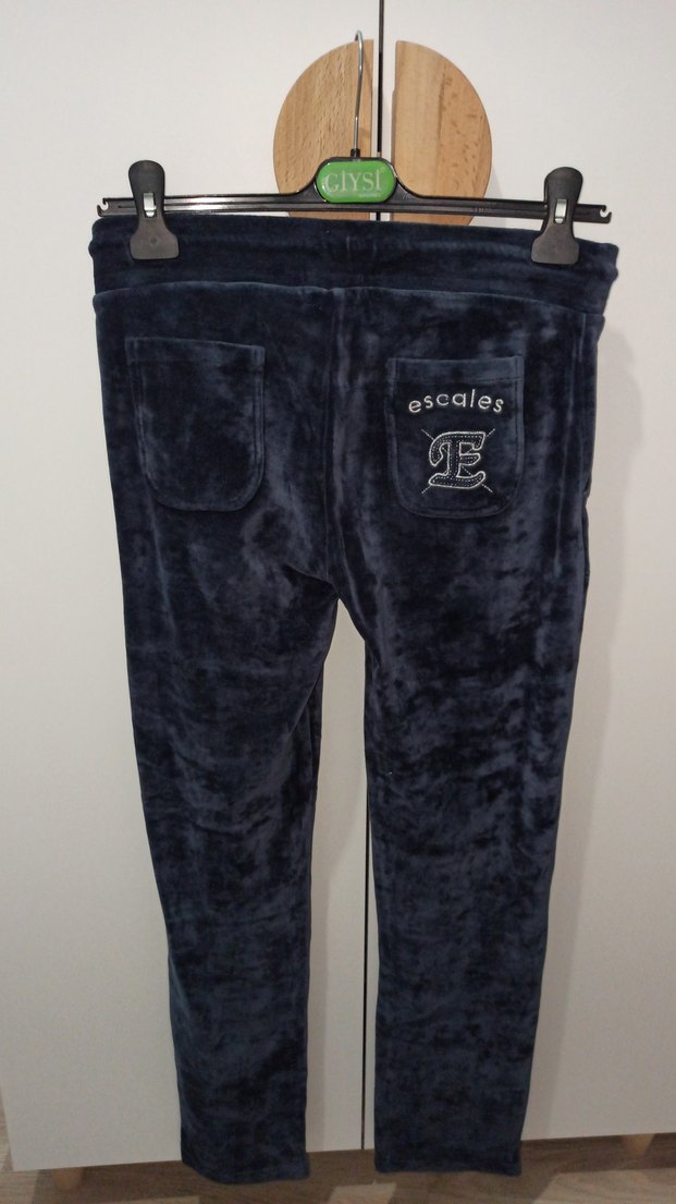 Lacivert  kadife Süet Kadın Rahat Kesim Eşofman - Görsel 3