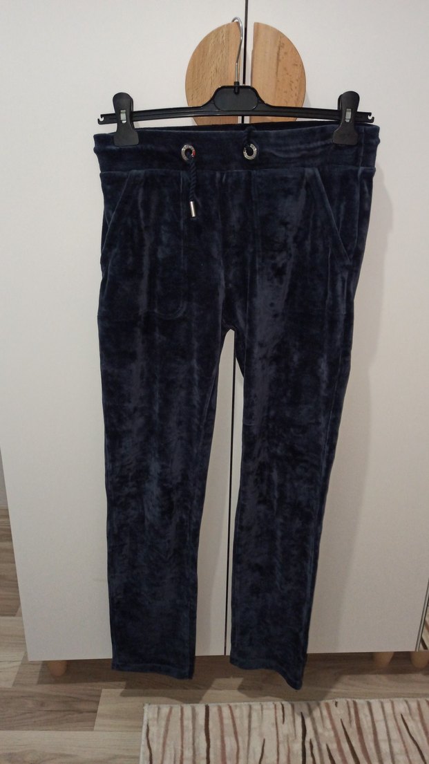 Lacivert  kadife Süet Kadın Rahat Kesim Eşofman - Görsel 2